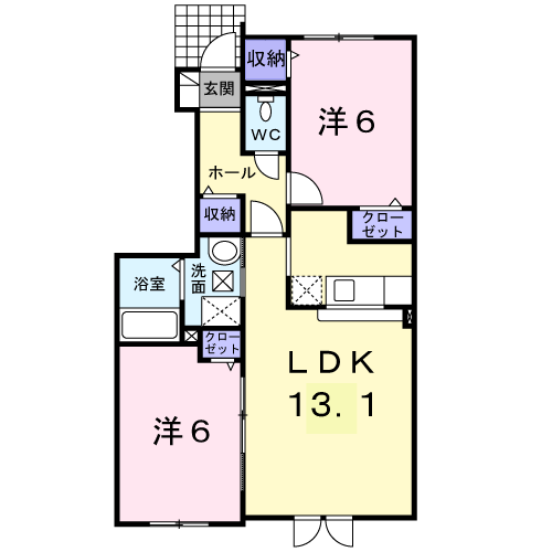 ミーティア(2LDK/1階)の間取り写真