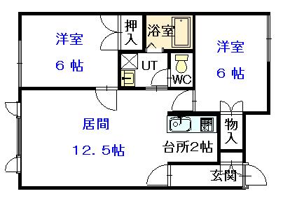 チェリーハウス(2LDK/1階)の間取り写真
