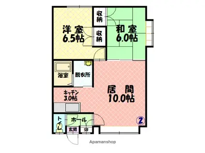 6.22ハイツ(2LDK/2階)の間取り写真