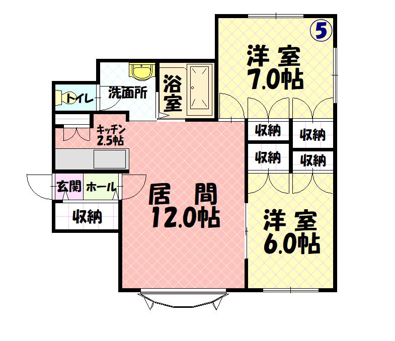 ブルーミントン(2LDK/1階)の間取り写真