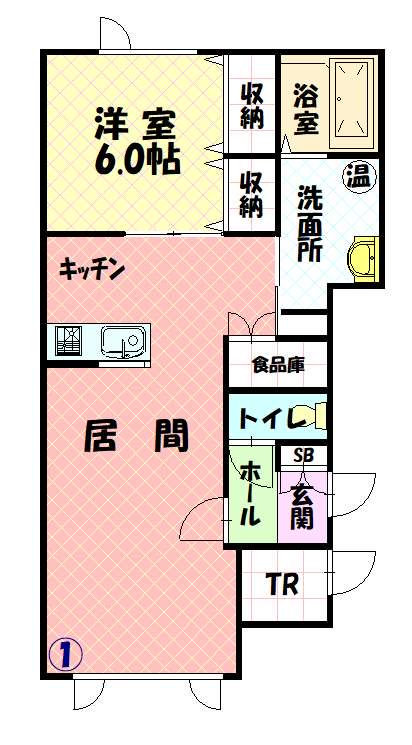 ティアナ(1LDK/1階)の間取り写真