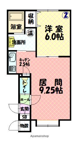 函館本線 旭川駅 徒歩17分 2階建 築9年(1LDK/1階)の間取り写真