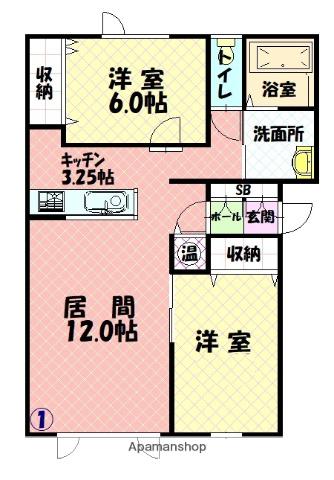 BUDDIES(2LDK/1階)の間取り写真