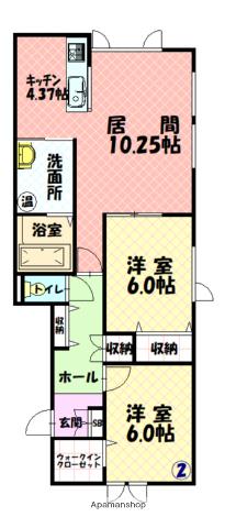 WINDAM A(2LDK/2階)の間取り写真
