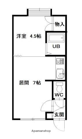 コルドバB棟(1DK/2階)の間取り写真