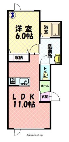 グランスイートⅠ(1LDK/1階)の間取り写真