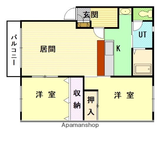 ワックスウィング宮下24(2LDK/1階)の間取り写真