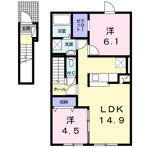 ハーモニー(2LDK/2階)の間取り写真