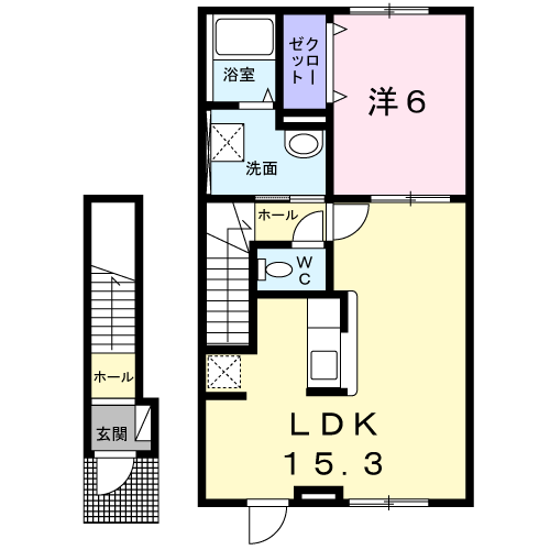エス・スールⅢ(1LDK/2階)の間取り写真