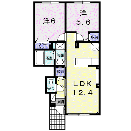 パンプキンⅢ(2LDK/1階)の間取り写真