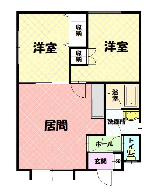 ライフマンション(2LDK/2階)の間取り写真