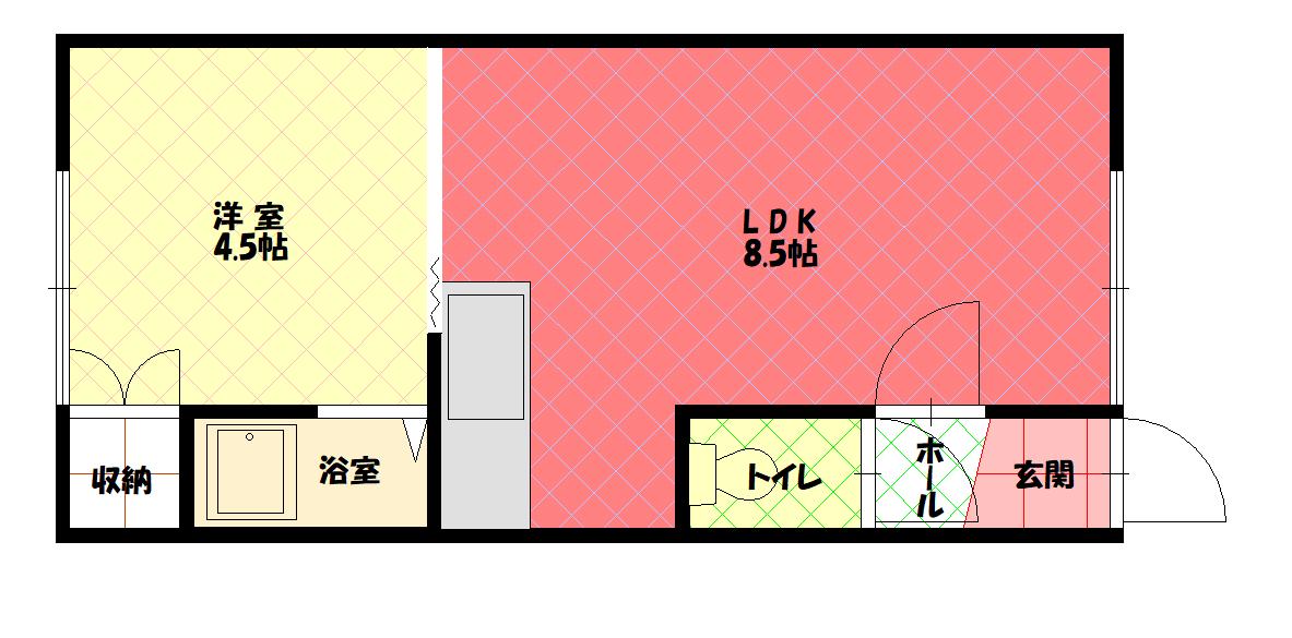 エスポワール10条(1LDK/1階)の間取り写真