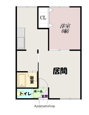 シティハイム南1条(1LDK/2階)の間取り写真