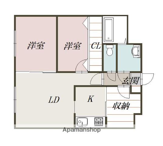ハーモニー豊岡(2LDK/3階)の間取り写真