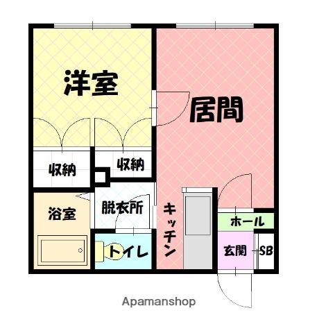 ロンシャン神楽Ⅱ(1LDK/2階)の間取り写真