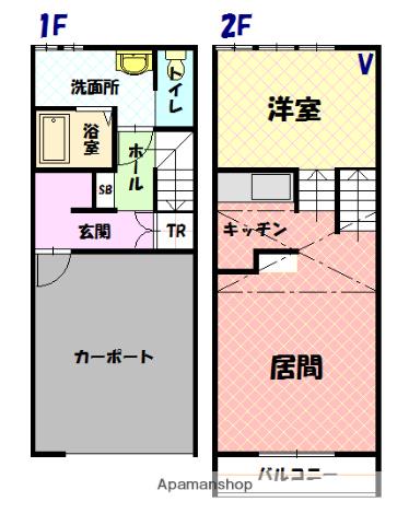 A.M.S東(1LDK/1階)の間取り写真