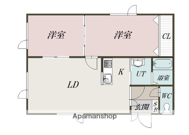 マンション虹(2LDK/2階)の間取り写真