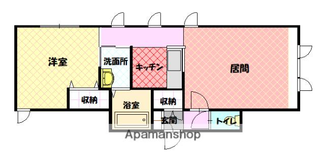 エメロウドC(1LDK/2階)の間取り写真