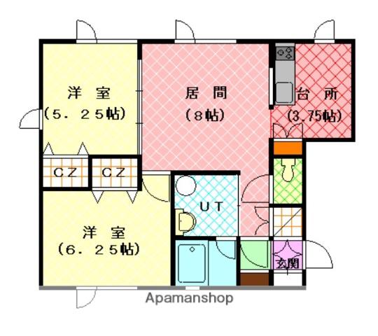 プロスパーハイムB(2LDK/2階)の間取り写真