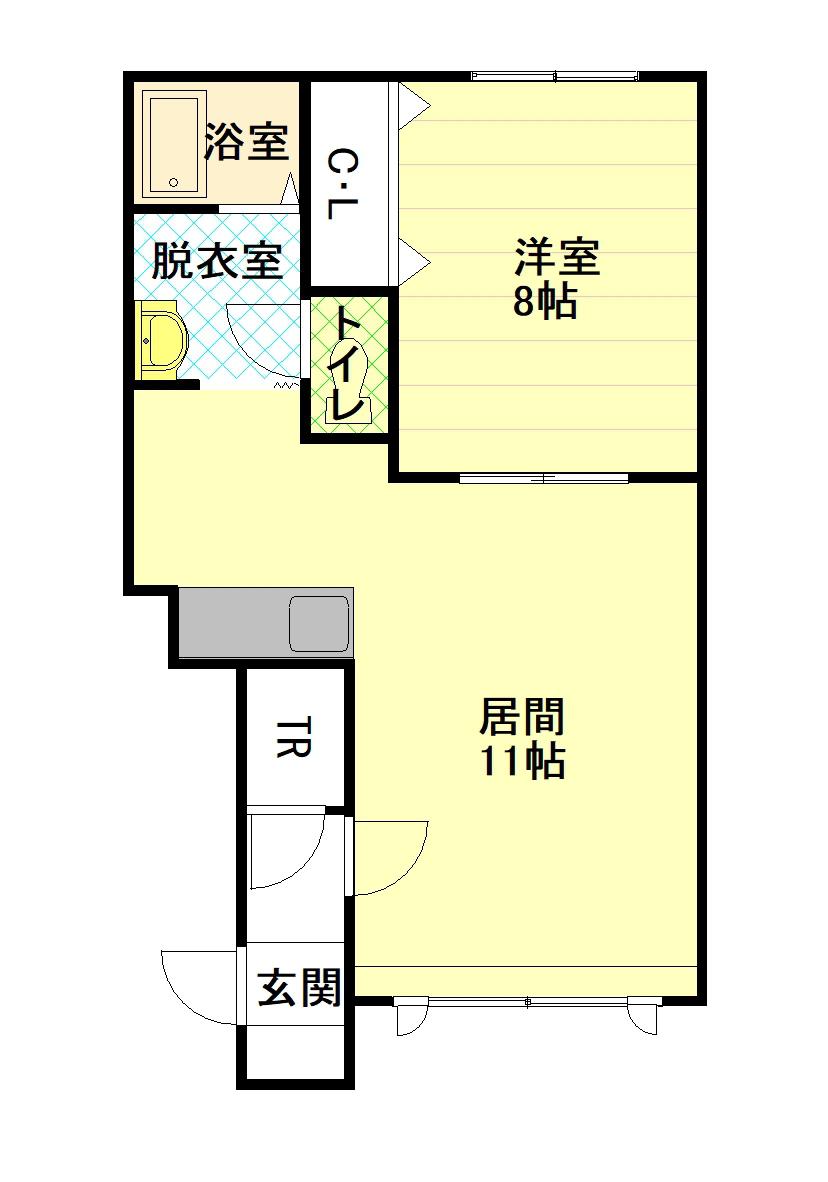 アピアA棟(1LDK/2階)の間取り写真