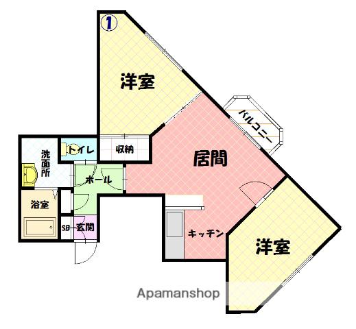 ハイデンス7条(2LDK/1階)の間取り写真