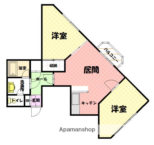 ハイデンス7条(2LDK/4階)の間取り写真