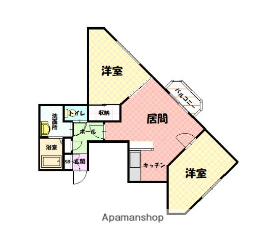 ハイデンス7条(2LDK/3階)の間取り写真