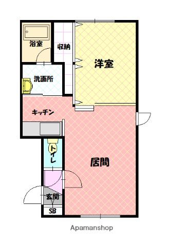 石北本線 南永山駅 徒歩17分 2階建 築21年(1LDK/2階)の間取り写真