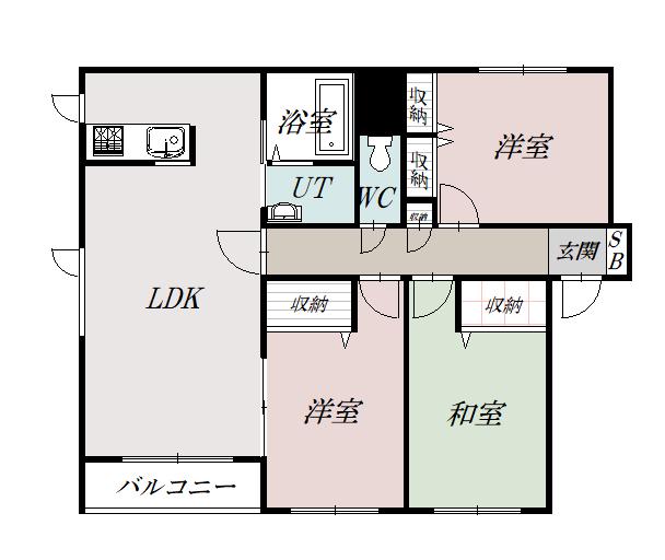 スウィートウォーター(3LDK/1階)の間取り写真