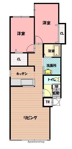 ATEENA11.21 A(2LDK/2階)の間取り写真