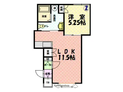 タウンズ6.1(1LDK/2階)の間取り写真