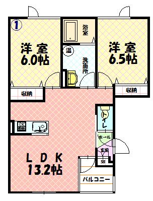 すずらん(2LDK/1階)の間取り写真