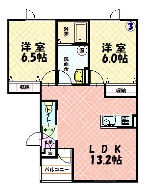ひまわり(2LDK/2階)の間取り写真