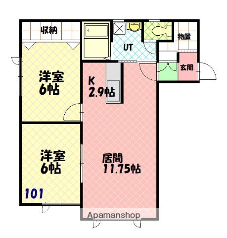 ルシェール714(2LDK/1階)の間取り写真