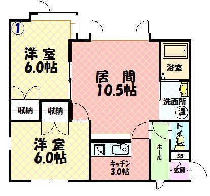 ハイツ来夢来人Ⅱ(2LDK/1階)の間取り写真