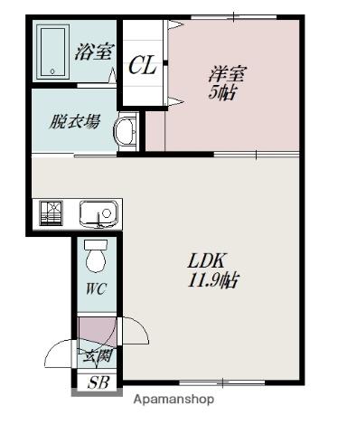 ATEENAⅠ(1LDK/2階)の間取り写真