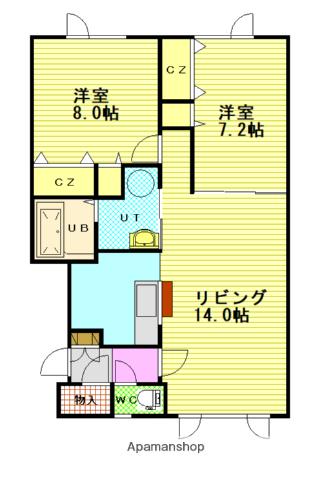 きゃらうぇいⅡ(2LDK/1階)の間取り写真