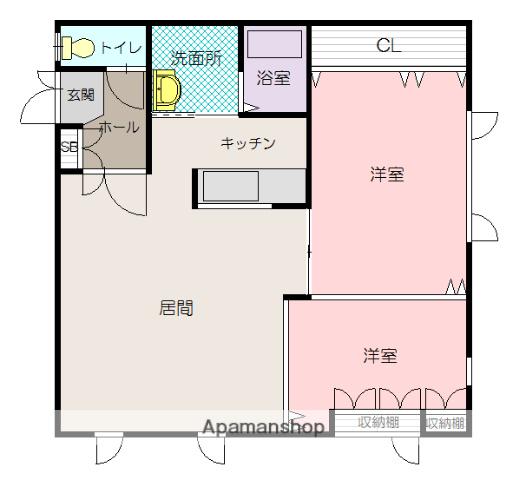 マンション虹2(2LDK/1階)の間取り写真