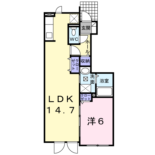 メゾンドソレイユ(1LDK/1階)の間取り写真