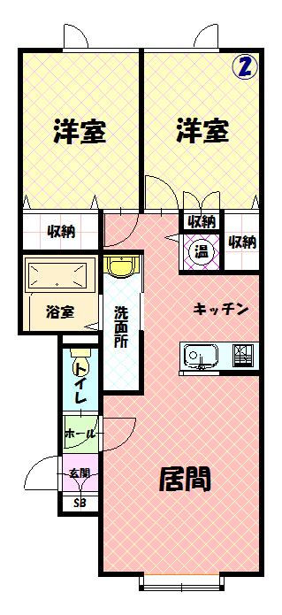 PATIO(2LDK/1階)の間取り写真