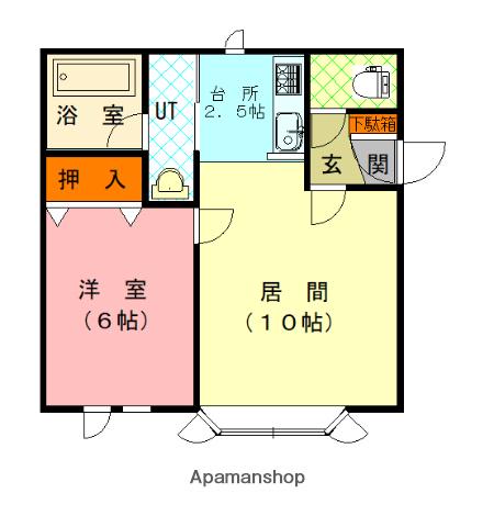 ノーシス B棟(1LDK/1階)の間取り写真