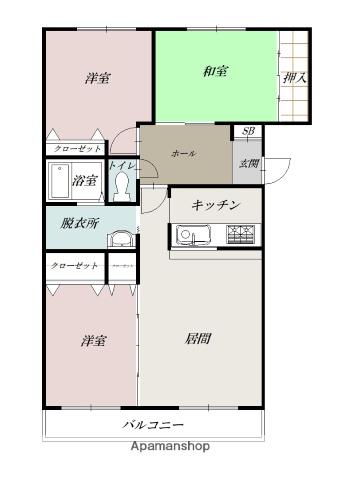 エスティ21イコマ(3LDK/3階)の間取り写真