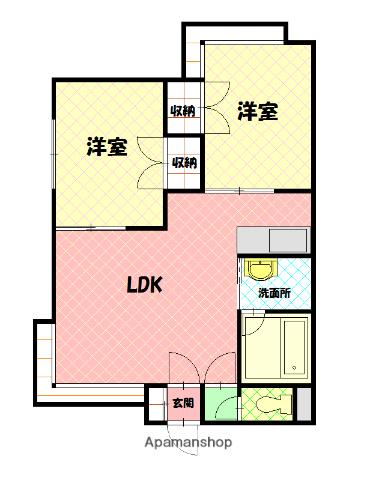 ウエストヴィレッジ1(2LDK/2階)の間取り写真