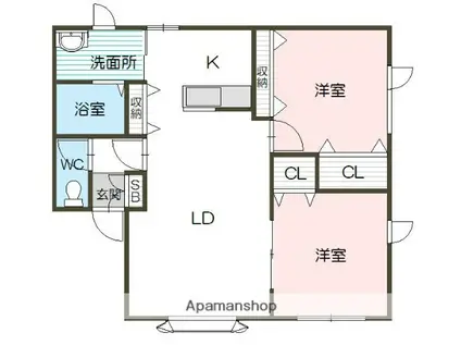 丘の上ハイツ(2LDK/1階)の間取り写真