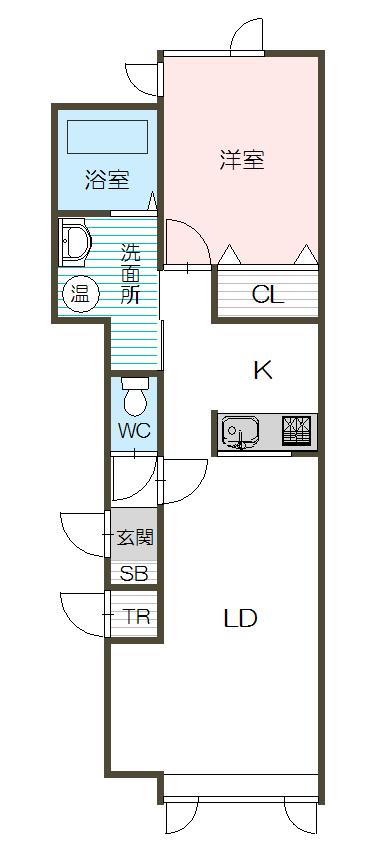 ラ・トルチェB(1LDK/1階)の間取り写真