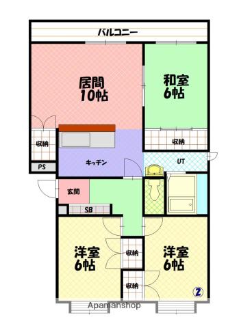 エスティ神楽(3LDK/2階)の間取り写真