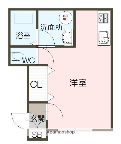 B.BROOM(1K/1階)の間取り写真