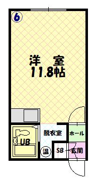 レジデンスほの香(ワンルーム/1階)の間取り写真