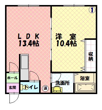 レジデンスほの香(1LDK/1階)の間取り写真