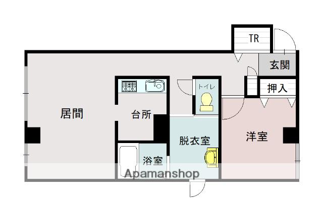 石北本線 旭川四条駅 徒歩7分 5階建 築18年(1LDK/4階)の間取り写真